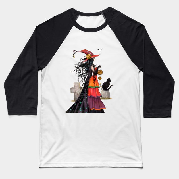 Witch Way Halloween Fantasy Art by Molly Baseball T-Shirt by robmolily